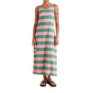 NEW COMPANIA FANTASTICA striped maxi dress in pink and green
